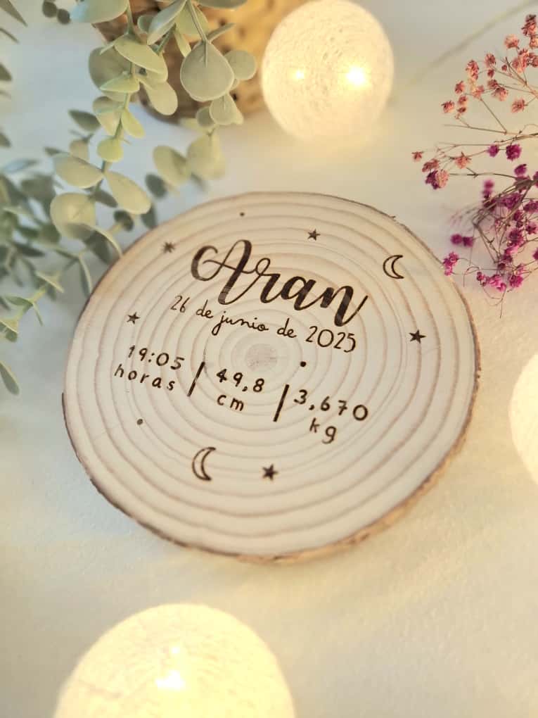 Rodaja de madera Natalicio