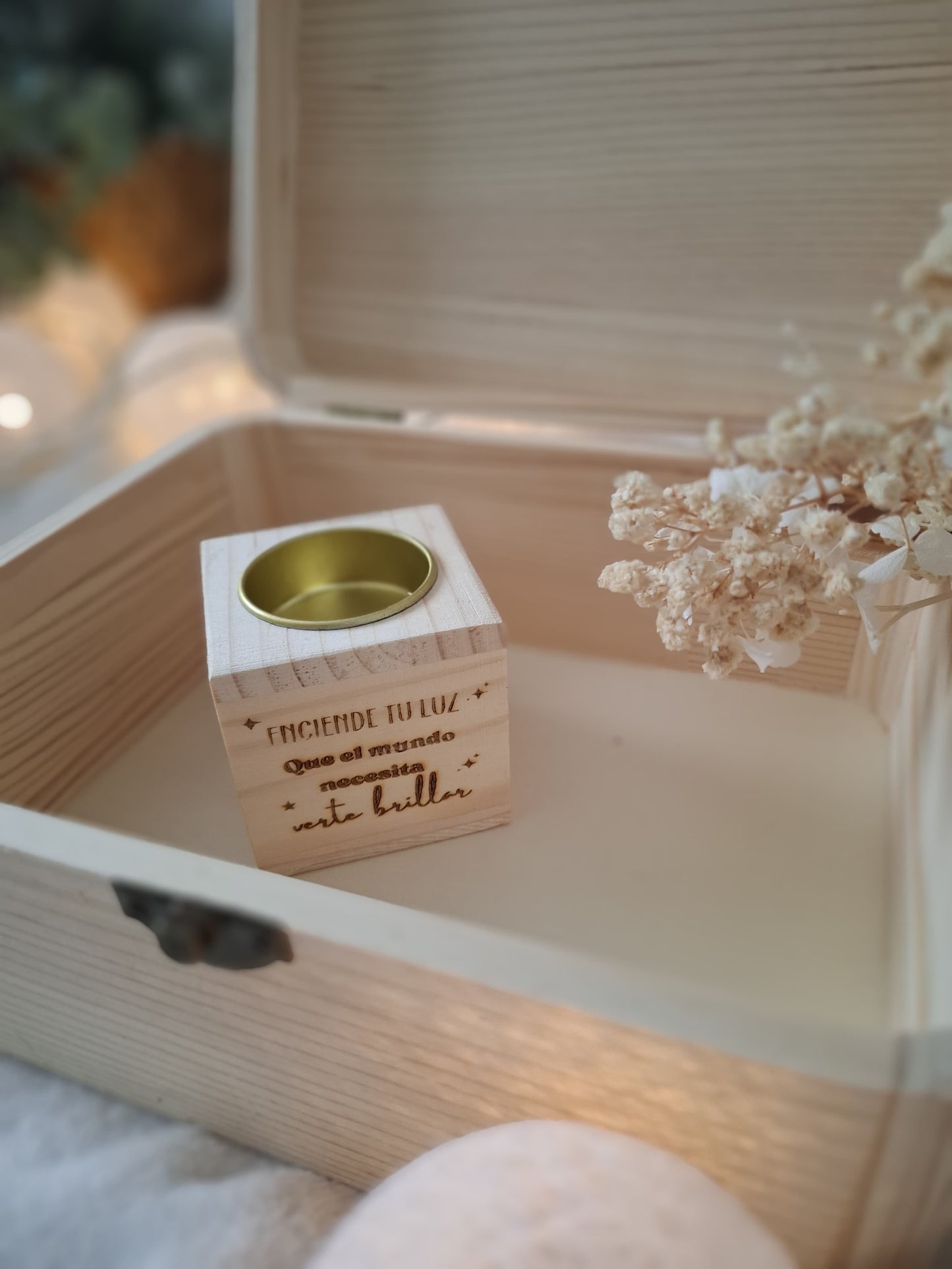 Portavelas de madera personalizado